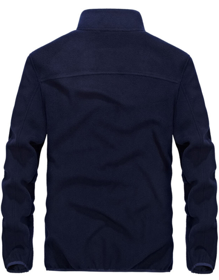 戰地吉普AFS JEEP 男款戶外抓絨衣 2017秋季新款立領開衫衛衣大碼搖粒絨外套男 黑藍色 4XL建議體重205斤左右