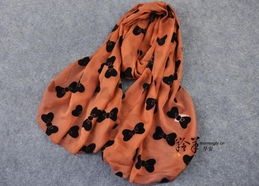 優雅綻放 羚羊早安植絨工藝雪紡長絲巾